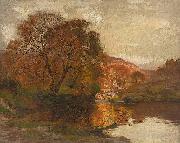 Alfred East Lake in Autumn Spain oil painting artist